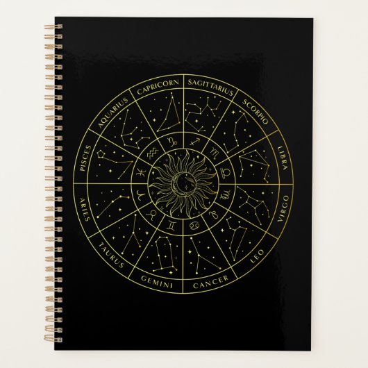 Zodiac ster sign horoscope constellations map gold planner (Voorkant)