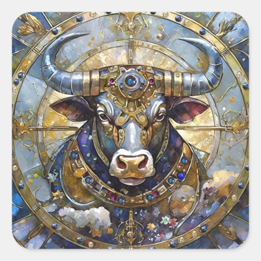 Zodiac - Stier de stier Vierkante Sticker (Voorkant)