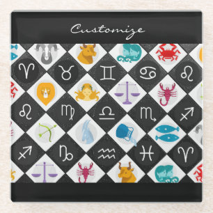 Zodiac Sun Sign Astrology Calendar Thunder_Cove Glazen Onderzetter