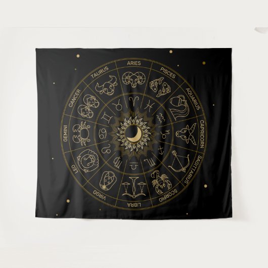 Zodiac Symbols Wheel Wandkleed (Voorkant (horizontaal))