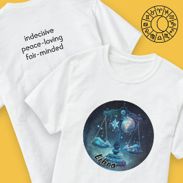 Zodiac T-Shirt van de Waterverf van Libra Blue en