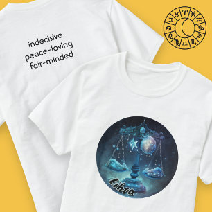 Zodiac T-Shirt van de Waterverf van Libra Blue en 