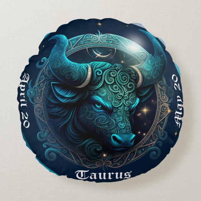 Zodiac Tauras Daté Coussin Rond (Devant)