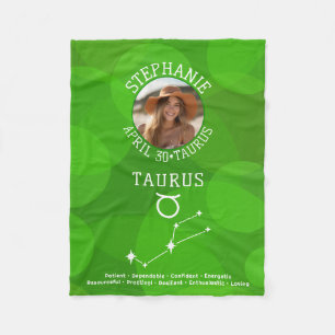 Zodiac Taurus Aangepaste Verjaardag Foto Astrologi Fleece Deken