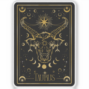 Zodiac Taurus Astrologisch Zwart & Goud Sticker