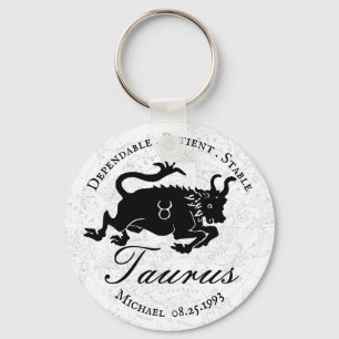 Zodiac Taurus Black White Astrology Traits  Custom Sleutelhanger