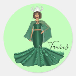 Zodiac Taurus Godin met hoorns Ronde Sticker