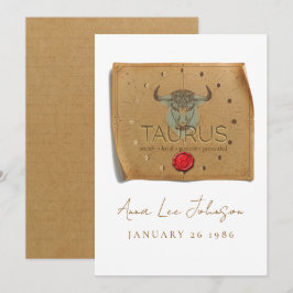 ZODIAC - Taurus - Personalized Birthday Card Kaart