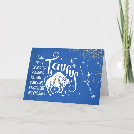 Zodiac Taurus Verjaardag met sterrenbeeld Kaart (Voorkant)