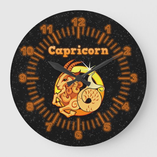 Zodiac-teken Capricorn Grote Klok (Voorkant)