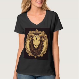 Zodiac teken Ram Zwart klassiek ontwerp. T-shirt
