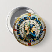 Zodiac - Tweeling De Tweeling Ronde Button 7,6 Cm (Voorkant /achterkant)
