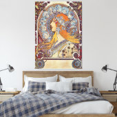 Zodiac van Alphonse Mucha Canvas Afdruk (Insitu (Slaapkamer))