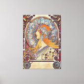Zodiac van Alphonse Mucha Canvas Afdruk (Voorkant)