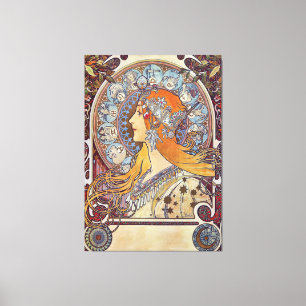 Zodiac van Alphonse Mucha Canvas Afdruk