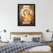 Zodiac van Alphonse Mucha Canvas Afdruk (Insitu (Slaapkamer))