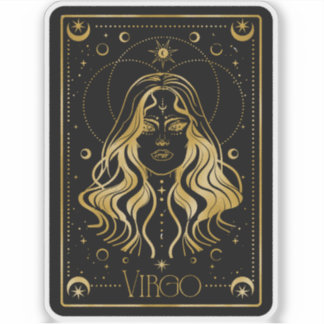 Zodiac Virgo Astrologisch Zwart & Goud Sticker