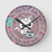 Zodiac Vissen Schattigee Kat Wiel Planet Astrologi Ronde Klok (Voorkant)