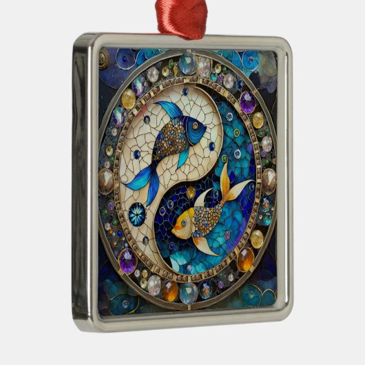 Zodiac - Vissen Vissen Yin en Yang Metalen Ornament (Rechts)