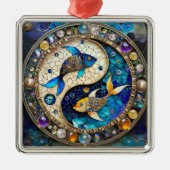 Zodiac - Vissen Vissen Yin en Yang Metalen Ornament (Voorkant)