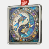 Zodiac - Vissen Vissen Yin en Yang Metalen Ornament (Links)