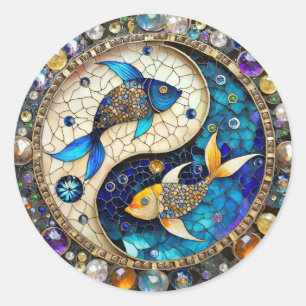 Zodiac - Vissen Vissen Yin en Yang Ronde Sticker