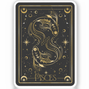 Zodiac Vissen Zwart & Goud Die-Cut Vinyl Sticker