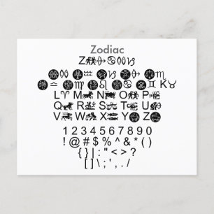 Zodiac - Voorbeeldvel Zazzle Font met gids Briefkaart