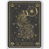 Zodiac Waterman Astrologie Zwart & Goud Sticker (Voorkant)