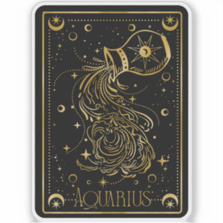 Zodiac Waterman Astrologie Zwart & Goud Sticker