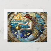 Zodiac - Waterman De Waterdrager Zeemeermin Briefkaart (Voorkant / Achterkant)