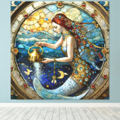 Zodiac - Waterman De Waterdrager Zeemeermin Canvas Afdruk (Insitu (Houten vloer))