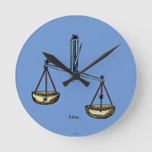 Zodiac: Weegblad in kleur Ronde Klok