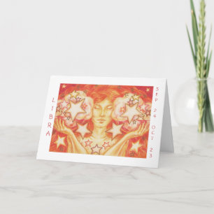 Zodiac Weegschaal 'Happy Birthday' kaart witte ran