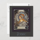 Zodiac Woman van Alphonse Mucha - kunst Briefkaart (Voorkant / Achterkant)