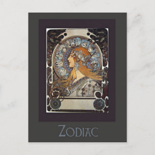 Zodiac Woman van Alphonse Mucha -  kunst  Briefkaart