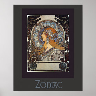 Zodiac Woman van Alphonse Mucha -  kunst Poster