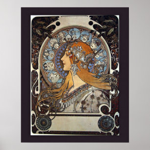 Zodiac Woman van Alphonse Mucha -  kunst Poster
