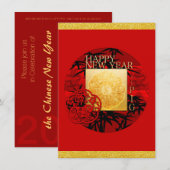 Zodiac Yin Yang Bamboo Chinees Varkenjaar VFCI Save The Date (Voorkant / Achterkant)