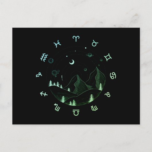 Zodiace Wheel Mountain Landscape Briefkaart (Voorkant)