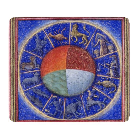 ZODIACELE SIGNALEN MET VIER ELEMENTEN SNIJPLANK (Voorkant)