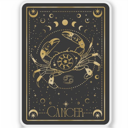 Zodiakanker Astrologisch Zwart & Goud Sticker (Voorkant)