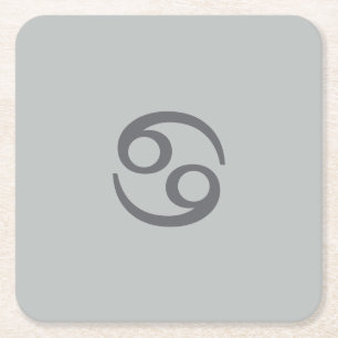 Zodiakkanker - bleek grijs vierkante kartonnen onderzetter