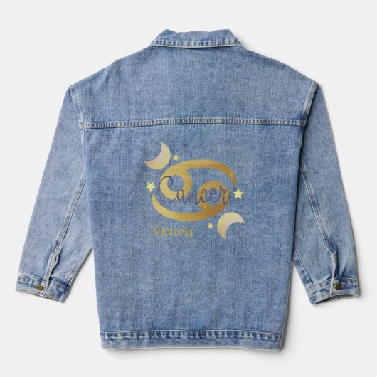 Zodiakkanker Waterverf gepersonaliseerd Jean Denim Jacket (Achterkant)