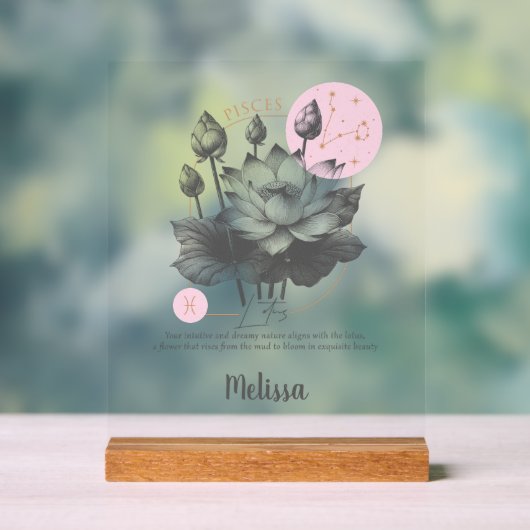 Zodiaque Birth Flower Art Personalized Pisces (Neutre)