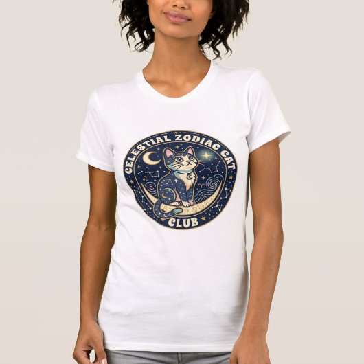 Zodiaque céleste Chat Mignon T-Shirt Design - Cel (Devant)