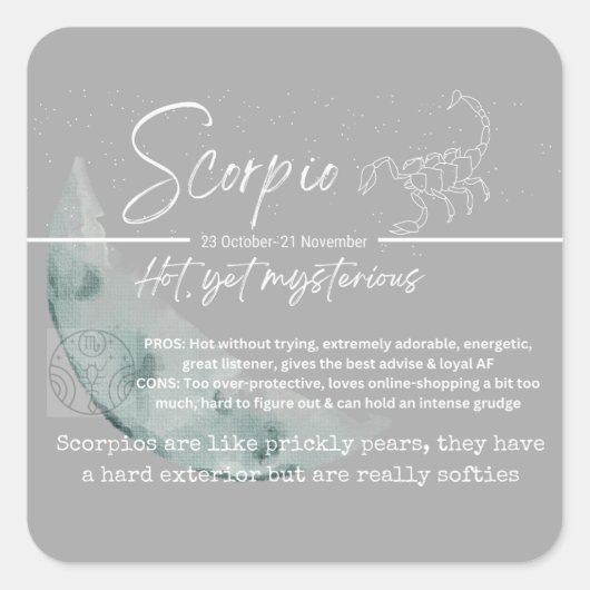 Zodiasticker- Scorpio Vierkante Sticker (Voorkant)