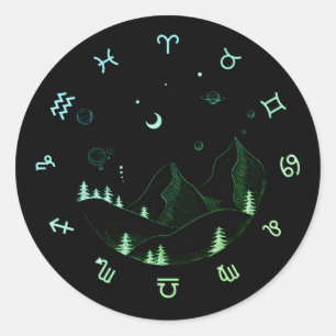 Zodiawwielberglandschap Ronde Sticker