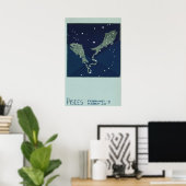  zodische strologie Pisces Fish Constellation Poster (Thuiskantoor)