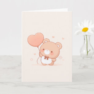 Zoe bear met hartballon wenskaart kaart